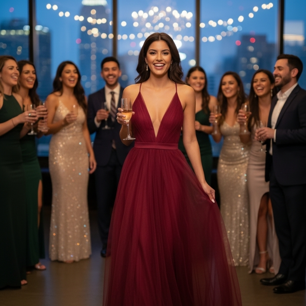 Chic Maroon Prom Dress